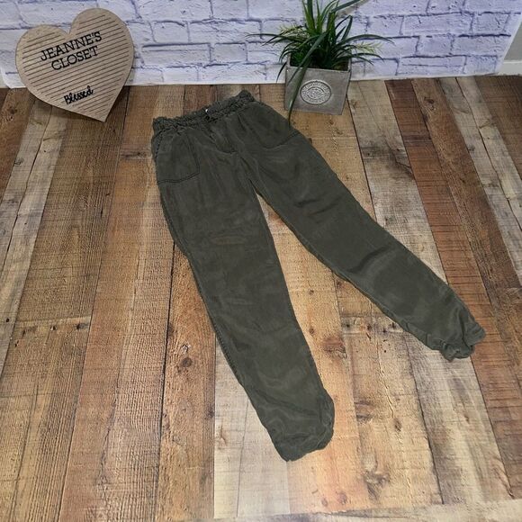 Abercrombie & fitch green high waisted paper bag baggy green pants - Picture 4 of 9